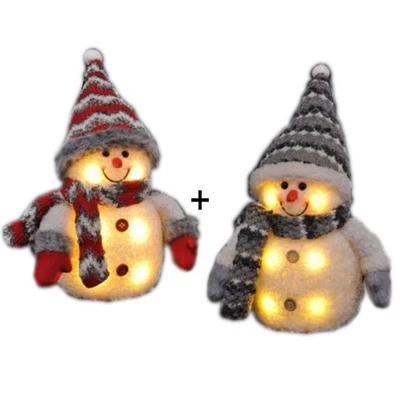 2er Set Dekofigur Schneemann LED Beleuchtung Licht Weihnachtsdeko Figur Deko Set - Bild 1 von 4