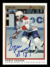 Denis Savard Canadiens 1991 Premier O-Pee-Chee Auto #103 w/COA