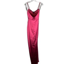 Windsor Berry Red Satin Cowl Neck Formal Maxi Gown Dress M NWT