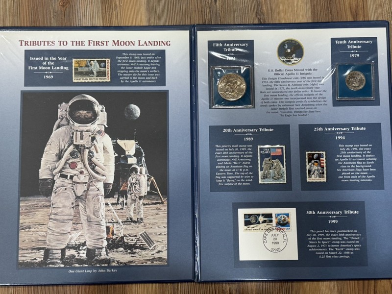 1999 PCS Tributes to the First Moon Landing Coins Stamps Set Apollo 11