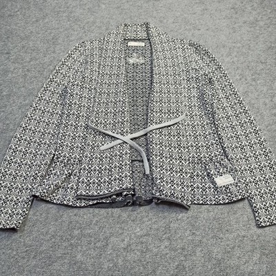 Odd Molly Damen Strickjacke 2 - M Baumwolle Schwarz Weiß Tie Norweger Sweater