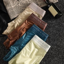 Men Satin Boxer Shorts 70 Polyamide 30 Spandex Breathable Ice Silk Fabric