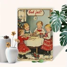 [Christmas]Vintage Swedish "Merry Christmas" Tin Metal Signs Home Décor 8x12 Swe