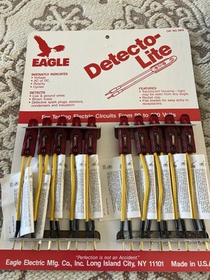 Eagle Electric cat no. D914 detecto lites display card 10 testers vintage