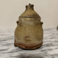 Shane Mickey ? Studio Art Pottery Lidded Tea Caddy Canister Earth Colors Footed