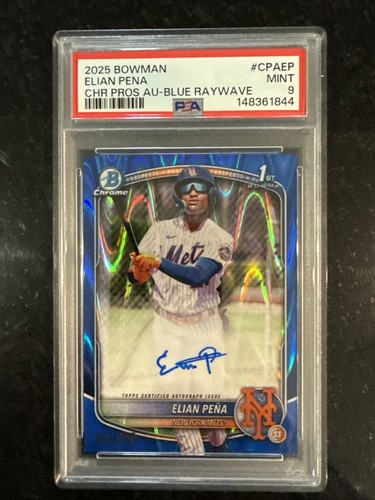 Elian Pena [Blue RayWave Refractor] #CPA-EP 2025 Bowman Chrome Prospect Autograph card
