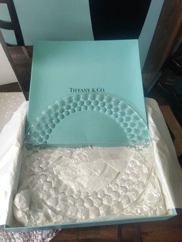 Tiffany & Co. "Honeycomb" Crystal, Lg Centerpiece Platter, 12.5" Made in Germany