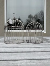 Vintage Style Dome Metal Wire Hanging Free Standing Bird Cage Decor - Shabby NEW
