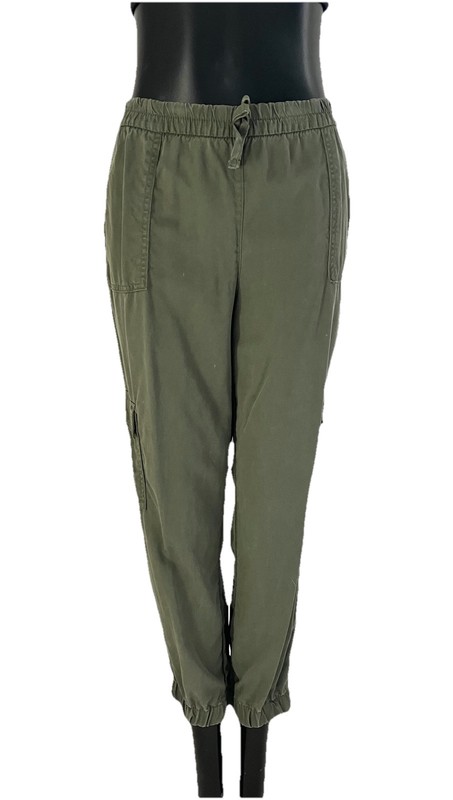 Green CARGO style dress JOGGER TROUSERS pants 32x24 Size:6/8 SHORT petite EUC!