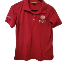 W.P.I.  Mens Small Short Sleeve Polo Red Gordon Library 65poly35 Cotton Harriton