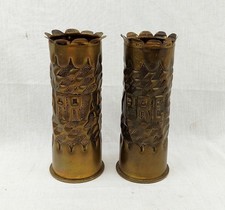 Pair Of 1915/17 German 75mm Trench Art Ypres Arras Shell Cases