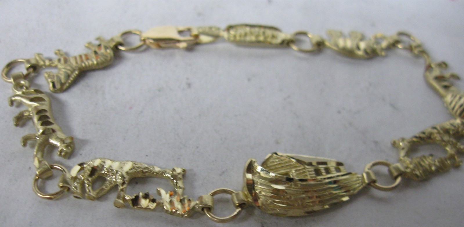 10K SOLID GOLD 7" DIAMOND CUT NOAHS ARK BRACELET … - image 6