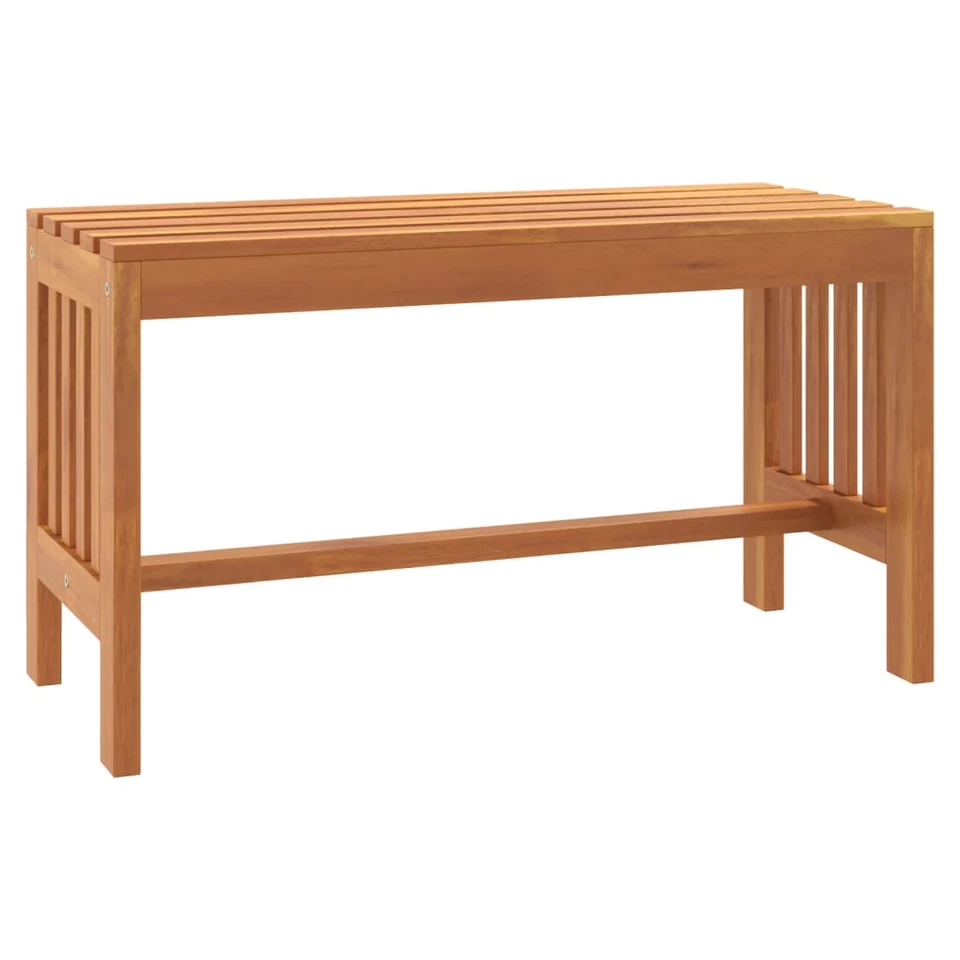 Garden Bench Solid Eucalyptus Wood Natural Oil Finish 80x35x45 cm Honey Brown UK - Image 2 of 4
