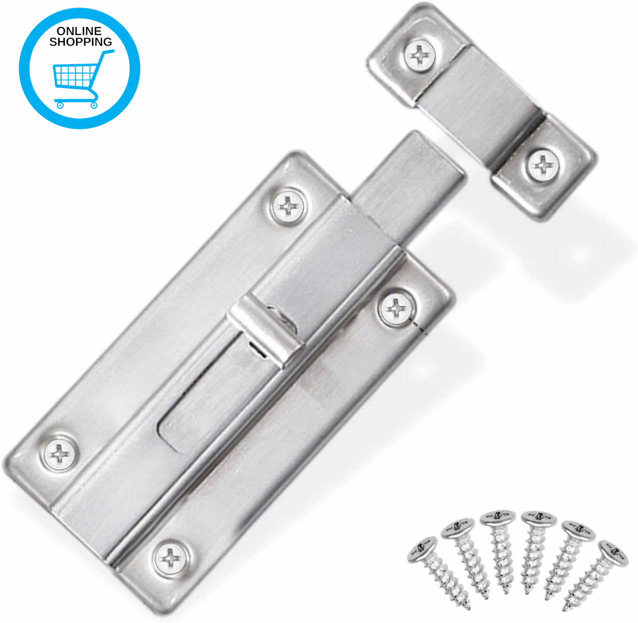 Sliding Door Lock Door Bolt with Screws Surface Mounted Slide Bolt Latch Lock Ga