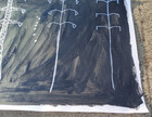 Original 14 by 17-inch Abstract Mixed Media Painting Power Lines along the Road — photo 2