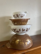 Vintage PYREX Early American Cinderella Mixing Bowl Set 441 442 443 444