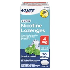 Equate Coated Nicotine Polacrilex Lozenges, 4 mg Ice Mint Flavor, Stop Smoking,,
