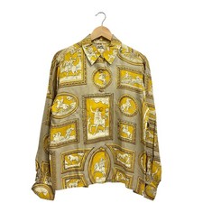 Hermes carriage pattern silk long sleeve T-shirt beige