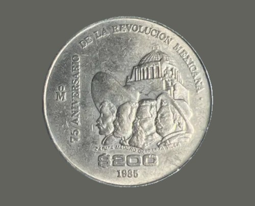 1985 Mo Mexico $200 Pesos 75th Revolution Anniversary Copper Nickel Coin