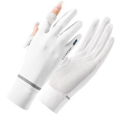 Sommerliche Eis-Seide Handschuhe mit Sonnenschutz   dünn, kühl - touchscreenfähi