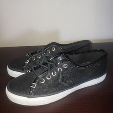 Sperry Top Sider Sneaker Womens Sz 6.5 Seacoast Glitter Boat Shoes Caviar Black