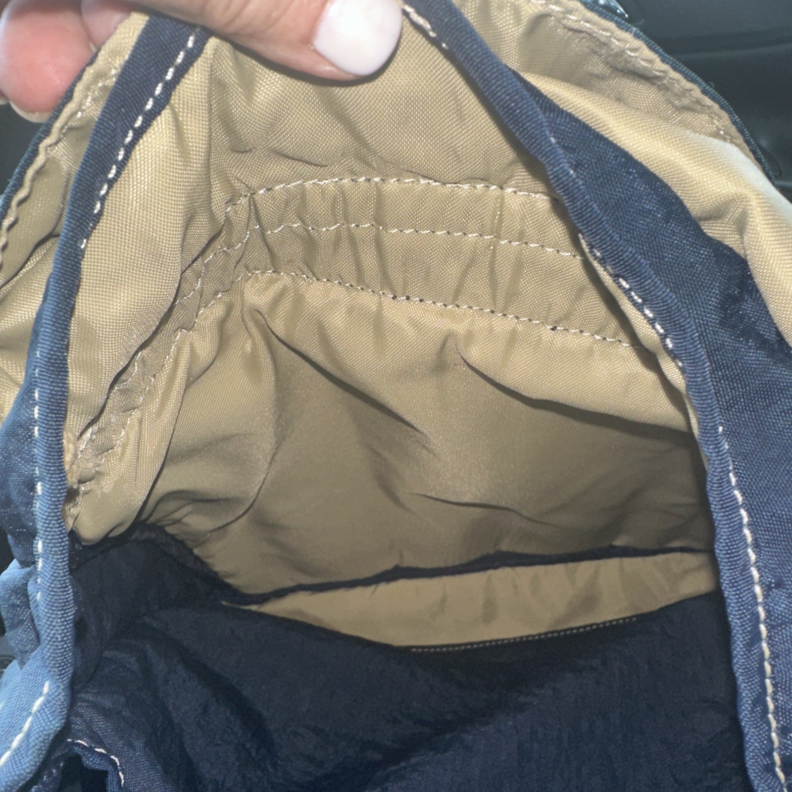 Vintage KIPLING Medium Drawstring blue Nylon Back… - image 9