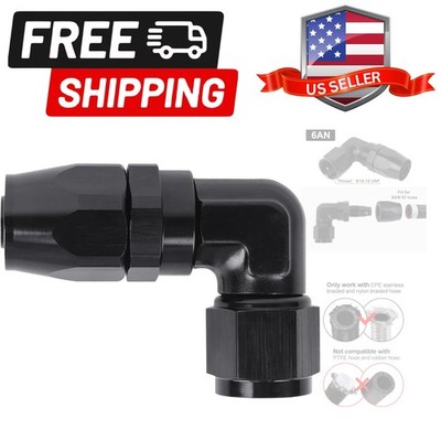 6AN Hose End Fitting 90 Degree Swivel Low Profile Forged Aluminum for CPE Bra...
