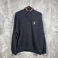 Vintage Chaps Ralph Lauren Sweater Mens Large 1/4 Zip Black Pullover Crest
