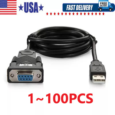 3.9 Ft USB 2.0 to Female DB9 RS232 Serial Converter 9 Pin Adapter Cable PDA Lot