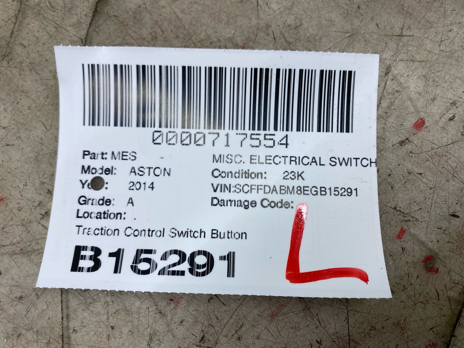 Aston Martin DB9 2013-2016 Cruise control switch P/N AD332C418AA