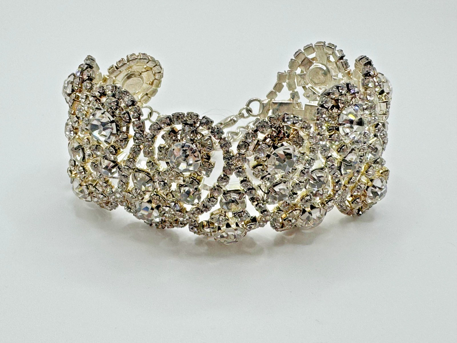 RHINESTONE CRYSTAL STATEMENT BRACELET WOMENS SILV… - image 4
