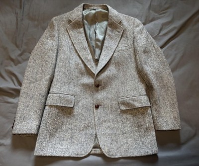 Vintage Redwood & Ross Sport Coat Mens 36 Gray Harris Tweed Wool Herringbone