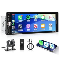 Single Din Car Stereo with Wireless CarPlay Android Auto Mirror Link, Car Rad...