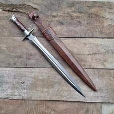 Handmade Medieval Dagger Double Edge Steel Blade with Leather Sheath
