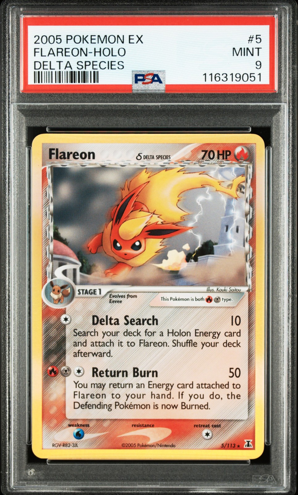 Pokemon Flareon Holo EX Delta Species 5/113 PSA 9 Mint