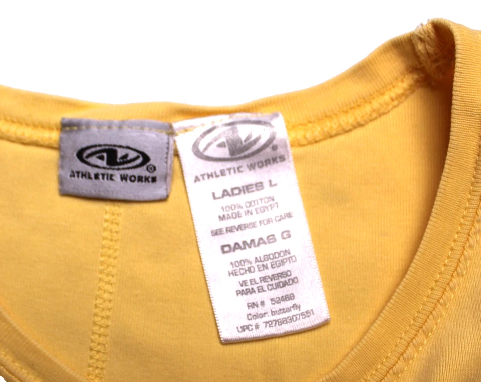 ALTHLETIC WORKS без рукавов футболка женщины размер L твердый желтый 100% хлопок вязаный - Изображение 3 из 4