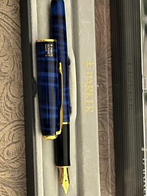Parker Sonnet Füllfederhalter Deep Blue Laque Blau Marmoriert Gold Füller Box