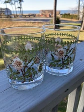 portmeirion botanic garden Set Of 2  Double Old Fashion Glasses Dog Rose