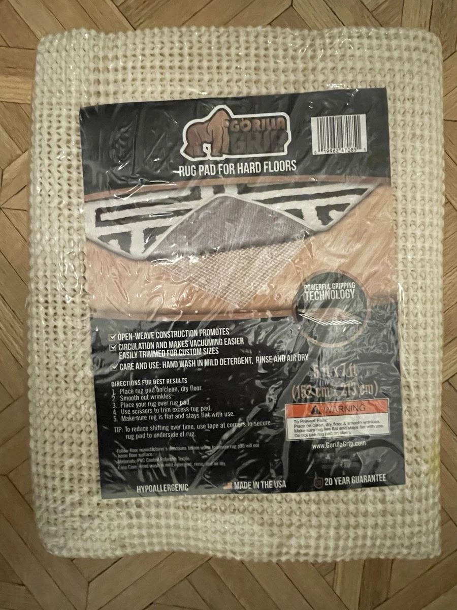 Gorilla Grip Rete Antiscivolo Per Tappeti - Made In USA, 8x10 Feet, Bianca, Per Pavimenti Duri, Tecnologia Di Presa Potente, Tagliabile Su Misura