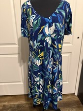 MSK Womens Short Sleeve Paisley Cold Shoulder Stretchy Dress Size M