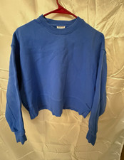 TNA Aritzia Sweatfleece Cozy Fleece Mega Fit Cropped Crewneck Blue Size 1