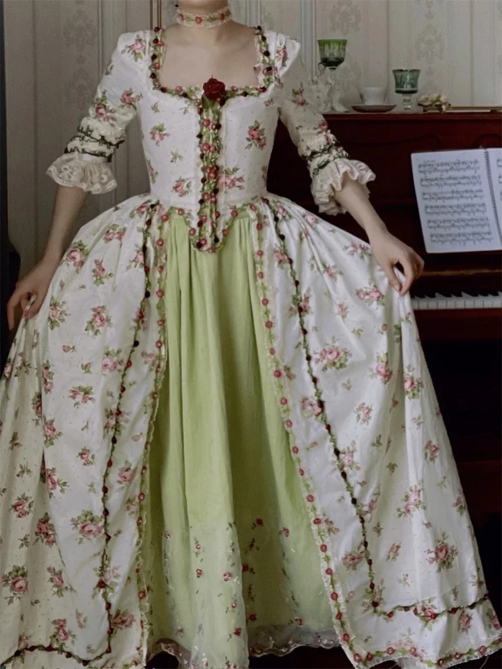 Robe A La Francaise 18th Century Robe De Bal Rococo Marie Antoinette Ball Gown  - Image 2 of 4