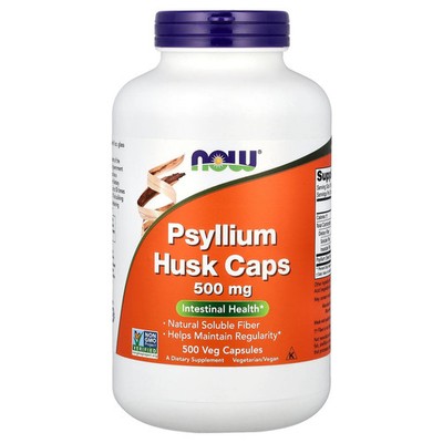 Now Foods Psyllium Husk Caps 500 mg 500 Veg Capsules GMP Quality Assured, Vegan,