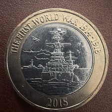 2015 £2 Two Pound Coin HMS Belfast Full Flag Error First World War Royal Navy