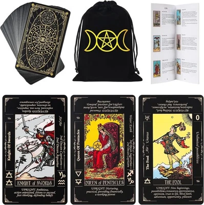 Tarot Cards Deck for Beginners with Meanings on Them Vintage Card with Guidebook