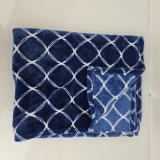 HB Hudson Baby Navy Blue White Geometric Print Boy Blanket Plush Fleece Soft