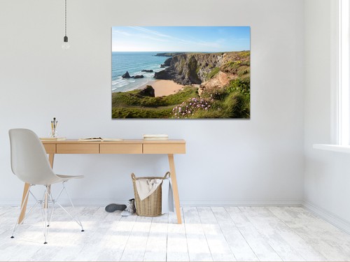 Bedruthan Steps Cornwall Uk canvas mounted canvas print ready to hang - Picture 3 of 8