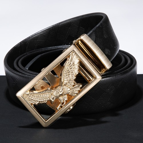 60 Kinds Mens Belts Automatic Buckles Black Leather Ratchet Work Belt Straps - Picture 129 of 147
