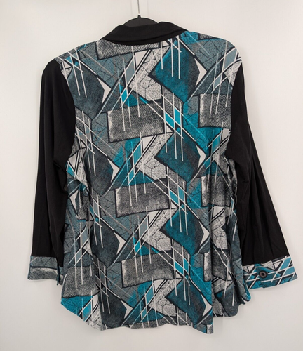 Parsley & Sage button up Cardigan Long Sleeve Top Tunic Geometric Womens 1X - Picture 2 of 7