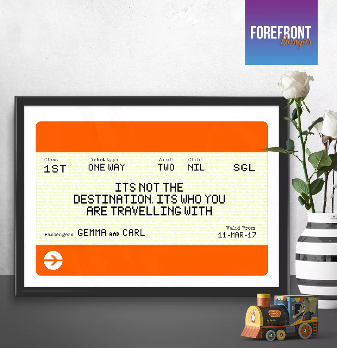 Personalised Train Ticket Print Personalised Wedding Gift 